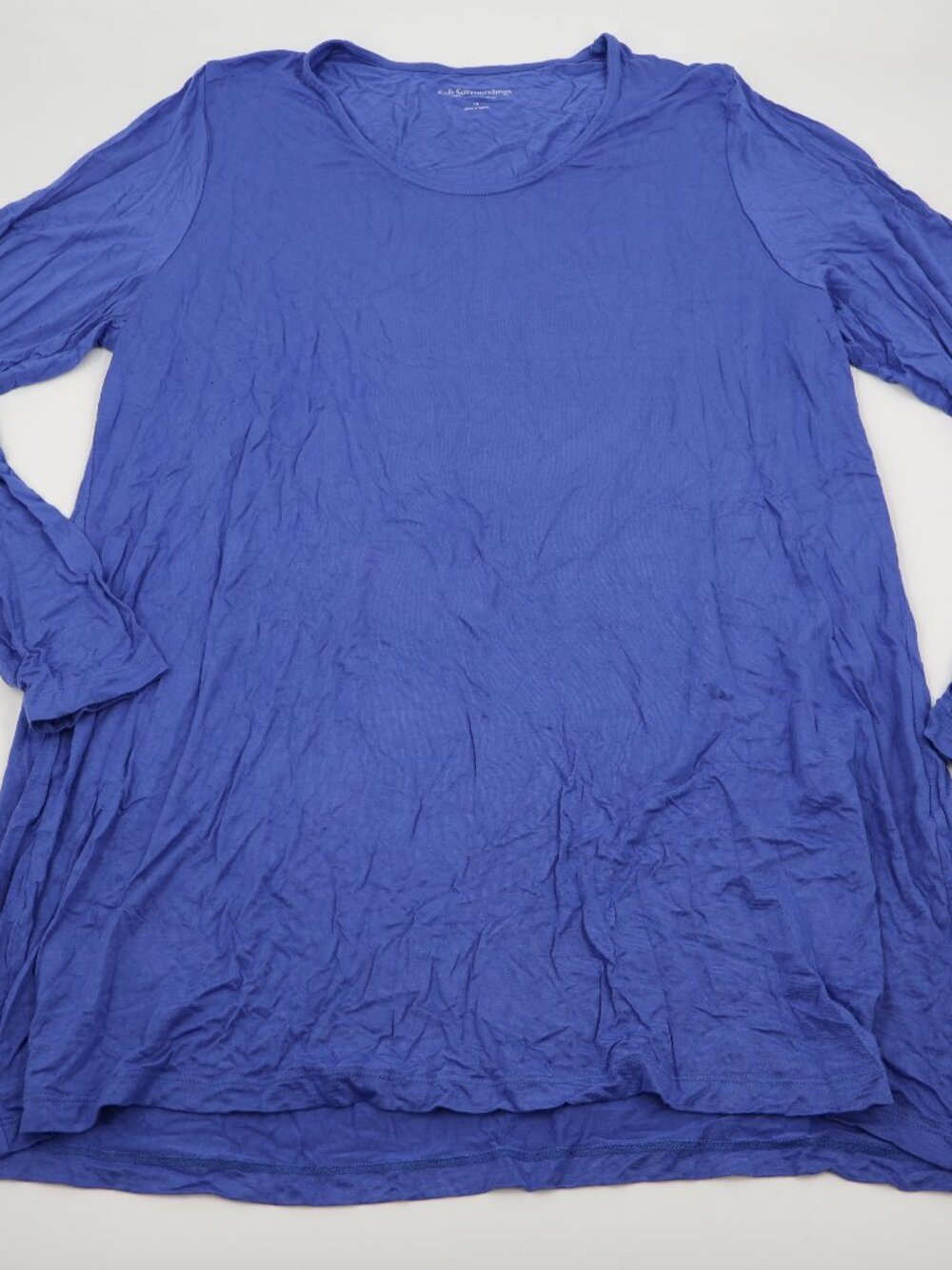 Soft Surroundings Tunic Top Womens 1X Blue Long Sleeve Scoop Neck A-Line Relaxed